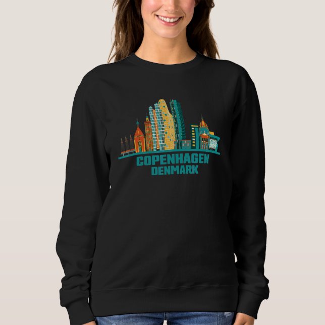 Sudadera Copenhague Dinamarca Skyline Dane Cityscape Danes  (Anverso)