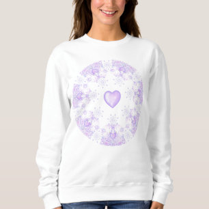 Sudadera copo de nieve morado ligero y corazón brillante