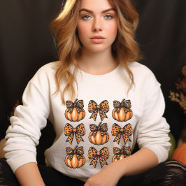 Sudadera Coqueta de leopart de Halloween retro y calabaza