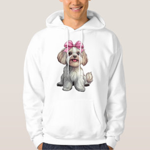 Sudadera Coqueta Lazo Havanese Perro Mamá Chica Rosa
