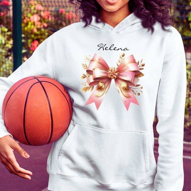 Sudadera Coquette Aesthetic Pink Bow Custom Name Sweatshirt (Subido por el creador)