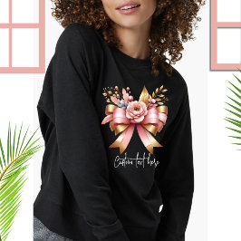 Sudadera Coquette Aesthetic Pink Bow Custom Name Sweatshirt
