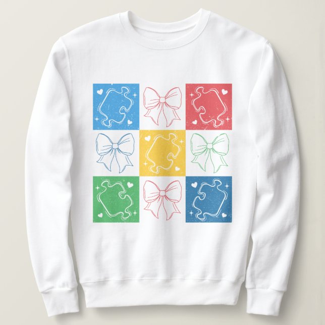 Sudadera Coquette Bow de Concienciación sobre Autismo Contr (Anverso del diseño)