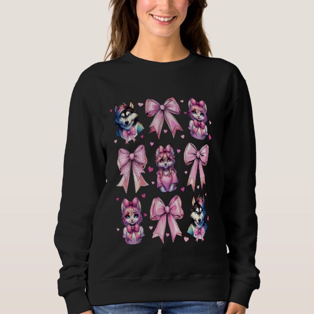 Sudadera Coquette Bow Furry Fandom Fursona Fursuit Cute Fox (Anverso)