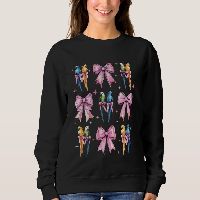 Sudadera Coquette Bow Parrot Cockatoo Macaw Cinta Rosa Gir (Anverso)
