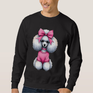 Sudadera Coquette Bow Poodle Dog Mom Pink Ribbon Cuece Mola