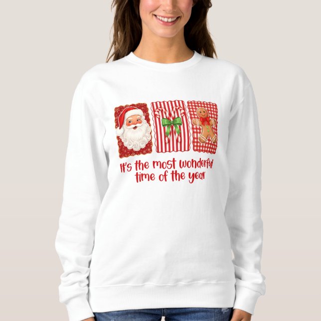 Sudadera Coquette Christmas Santa Candy Canes Gingerbread (Anverso)