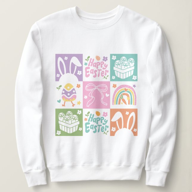 Sudadera Coquette de Pascua Pastel Retro (Anverso del diseño)