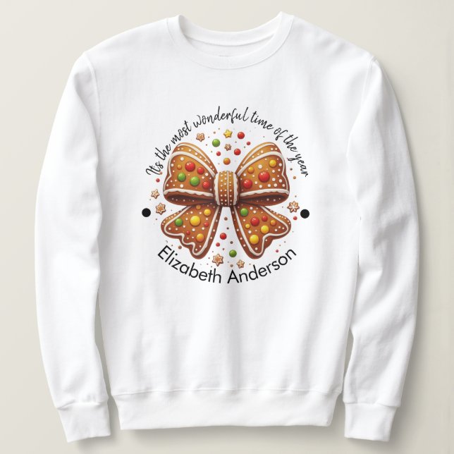Sudadera Coquette Elegant Navidades Bow Personalizado (Anverso del diseño)