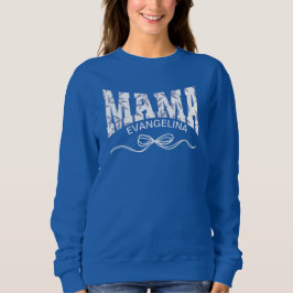 Sudadera Coquette MAMA de tela azul personalizada