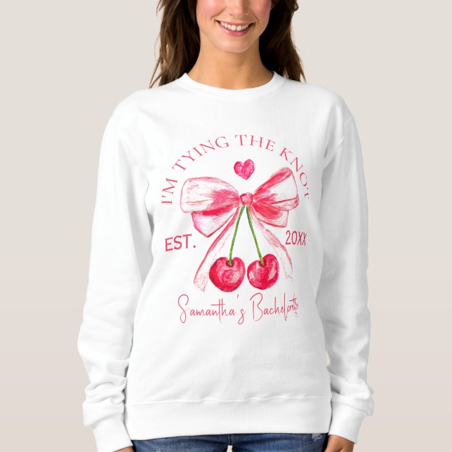 Sudadera Coquette Pink Bow Cherry Bachelorette (Anverso)