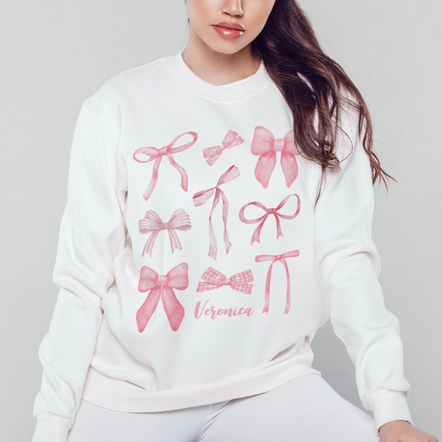 Sudadera Coquette rosa Bow Estética femenina femenina de mo (Coquette sweatshirt, cute bow pink bows coquette clothing shirt personalized monogram first name)