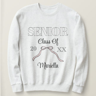 Sudadera Coquette Senior Year Personalized Pink Bow 