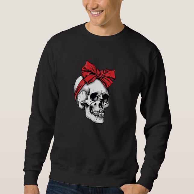 Sudadera Coquette Skull Bow Halloween Cute Retro Bow (Anverso)