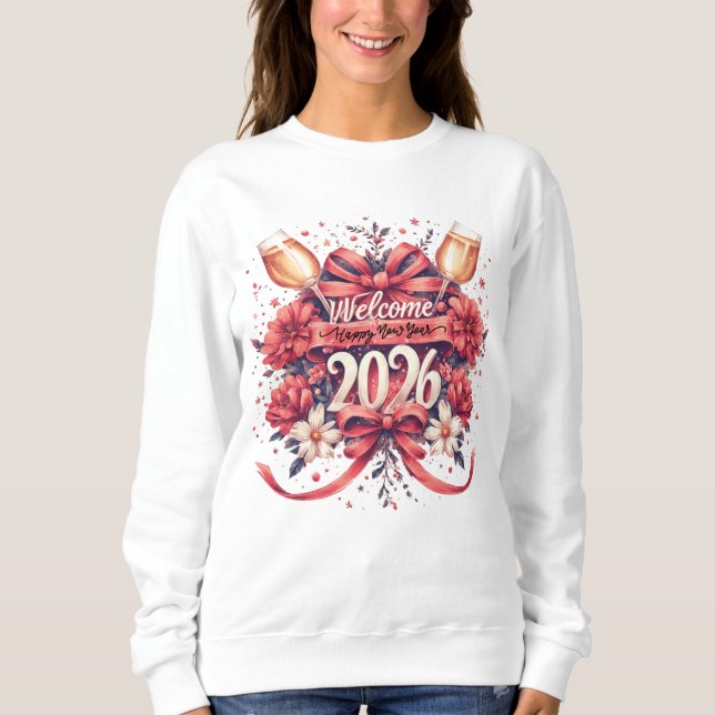Sudadera Coquette Welcome 2026 New Year Design (Anverso)