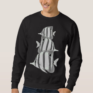 Sudadera Coral Tropical Negro Y Blanco Mariposa