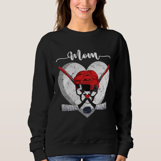 Sudadera Corazón Afligido Madre Hockey Corazón Lindo Día de (Anverso)