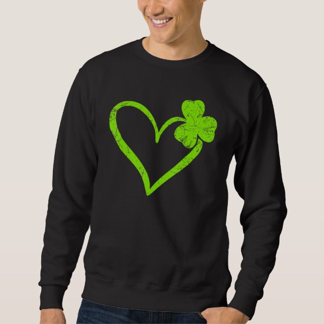 Sudadera Corazón Afortunado Shamrock Happy St Patricks Day  (Anverso)