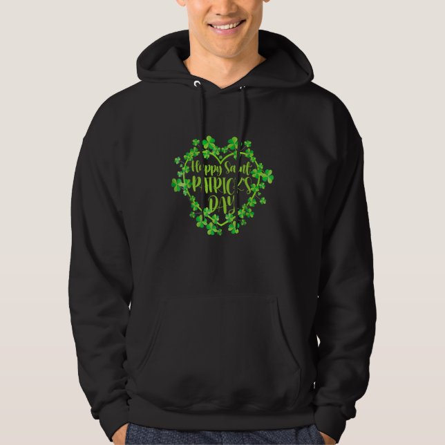 Sudadera Corazón Afortunado Shamrock Happy St Patricks Day  (Anverso)