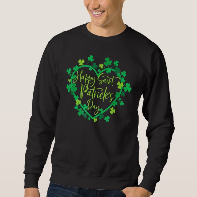 Sudadera Corazón Afortunado Shamrock Happy St Patricks Day  (Anverso)