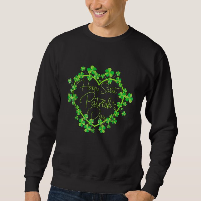 Sudadera Corazón Afortunado Shamrock Happy St Patricks Day  (Anverso)