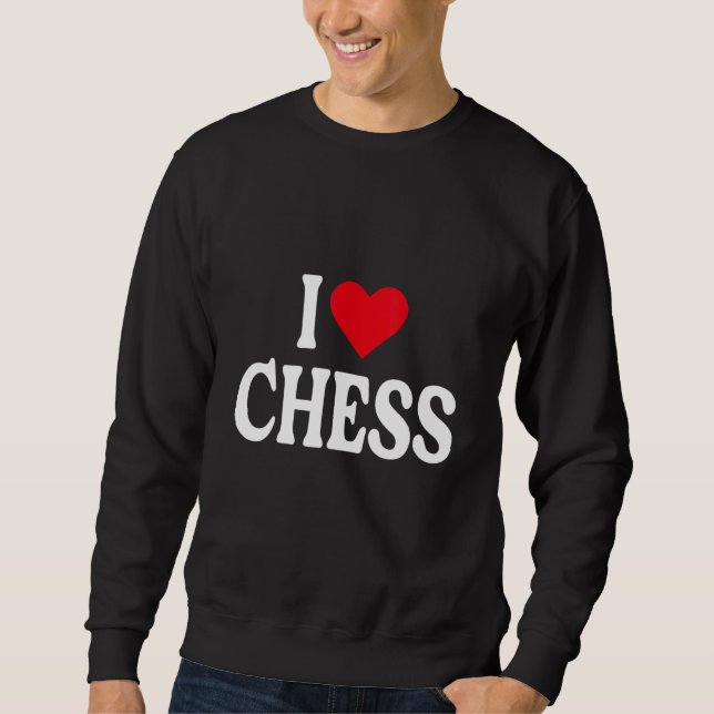 Sudadera Corazón ajedrez con corazón rojo me encanta el aje (Anverso)