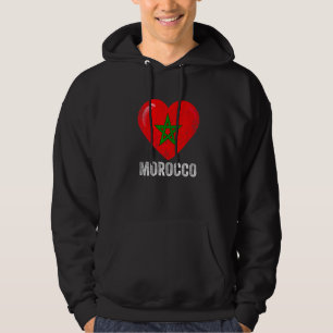 Sudadera Corazón angustiado Bandera de Marruecos Hombres Mu
