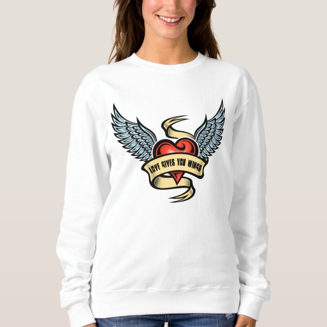 Sudadera Corazón Antiguo Con Alas (Anverso)