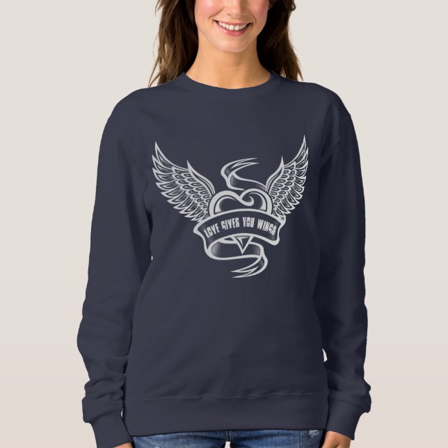 Sudadera Corazón Antiguo Con Alas (Anverso)