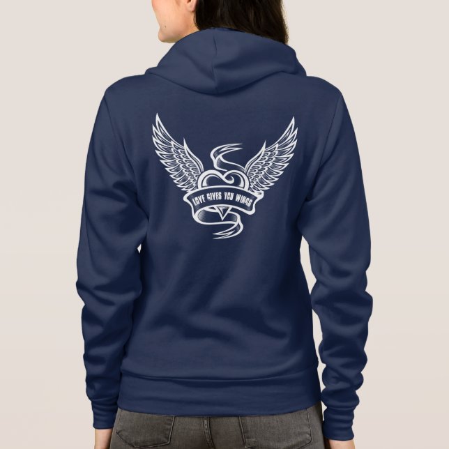 Sudadera Corazón Antiguo Con Alas (Reverso)