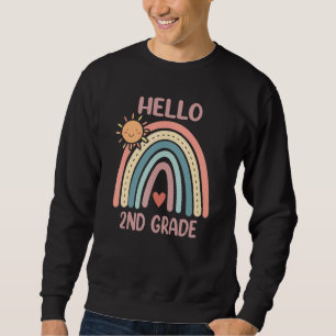 Sudadera Corazón arcoiris Boho para profesoras Hola 2° Gr