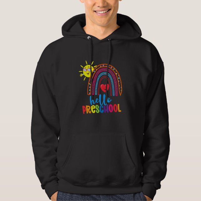 Sudadera Corazón Arcoíris Boho Para Profesoras Mujeres Hola (Anverso)