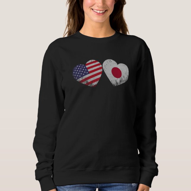 Sudadera Corazón Bandera Americana Japonesa Familia Patriót (Anverso)