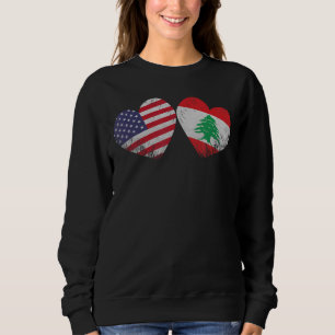 Sudadera Corazón Bandera Americana Libanesa Familia Patriót
