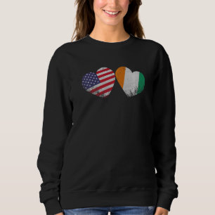 Sudadera Corazón Bandera Americana Marfileña Herit Familia 