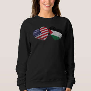 Sudadera Corazón Bandera Americana Palestina Familia Patrió