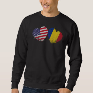 Sudadera Corazón Bandera Americana Rumana Familia Patriótic