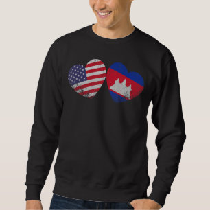 Sudadera Corazón Bandera Camboyana Estadounidense Familia P