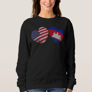 Sudadera Corazón Bandera Camboyana Estadounidense Familia P