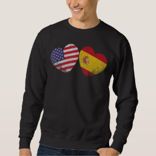Sudadera Corazón Bandera Española Americana Herit Familia P