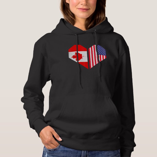Sudadera Corazón Bandera Estadounidense Maple Leaf Bandera  (Anverso)