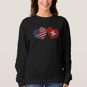 Sudadera Corazón Bandera Suiza Estadounidense Patriotismo F