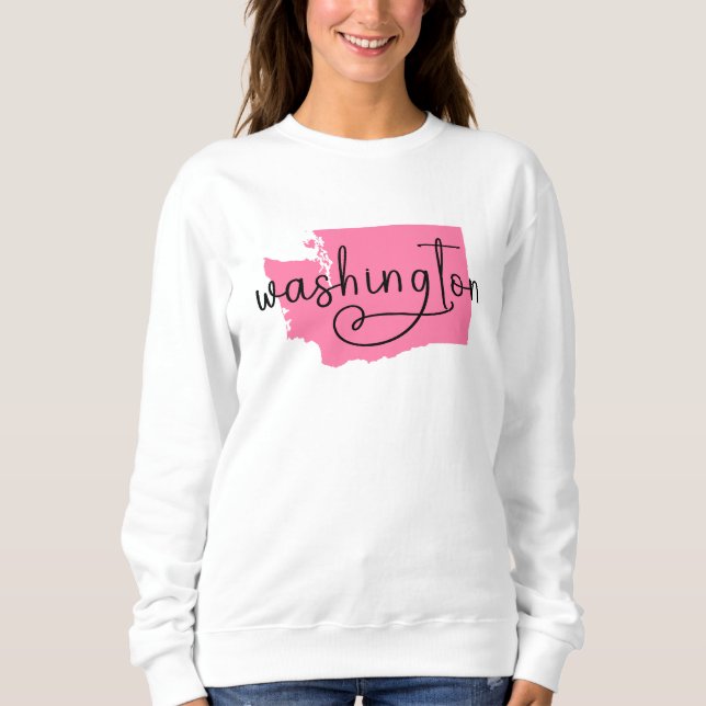 Sudadera Corazón con letra manuscrita Washington en rosa (Anverso)