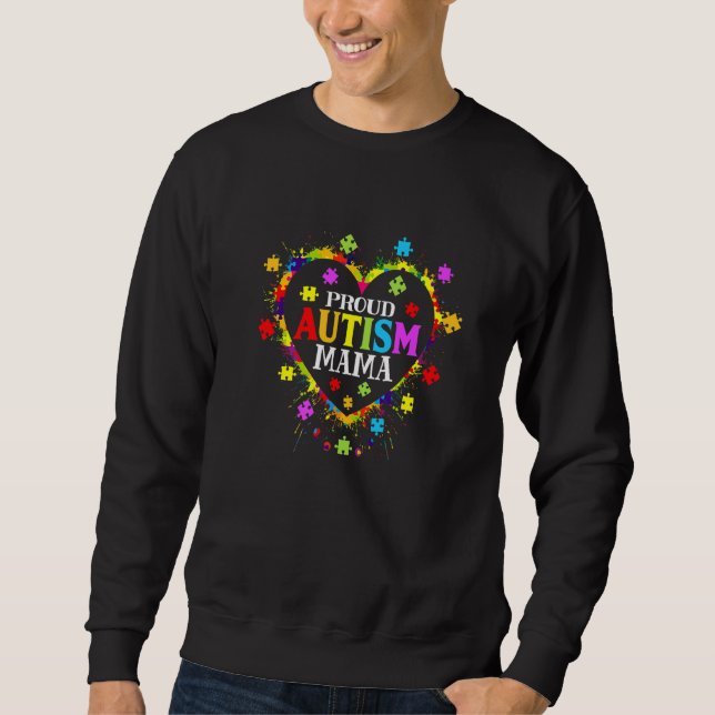 Sudadera Corazón de amor lindo autismo orgullosamente Mama  (Anverso)