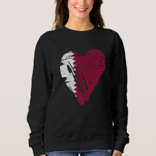 Sudadera Corazón de amor vintage retro bandera de Qatar  
