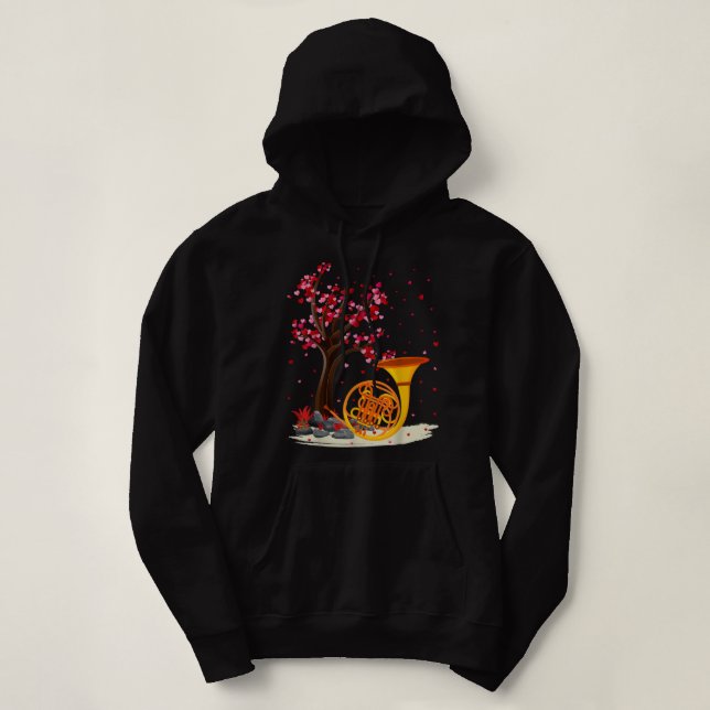 Sudadera Corazón de árbol del cuerno francés de la música d (Diseño del anverso)