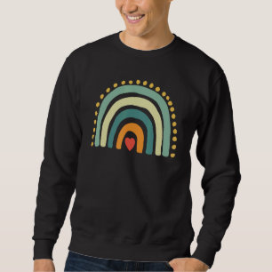 Sudadera Corazón de arcoiris azul retro lindo hippie boho