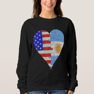 Sudadera Corazón de bandera argentina estadounidense