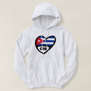 Sudadera Corazón de bandera del código del país de Cuba, CU