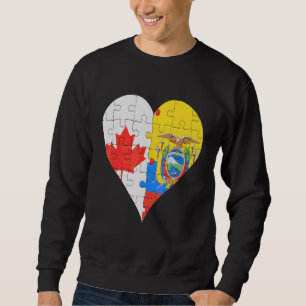 Sudadera Corazón de bandera ecuatoriana canadiense